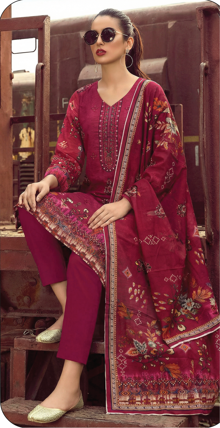 BANA DORA DOUBLE HEAD WITH VOILE DUPATTA