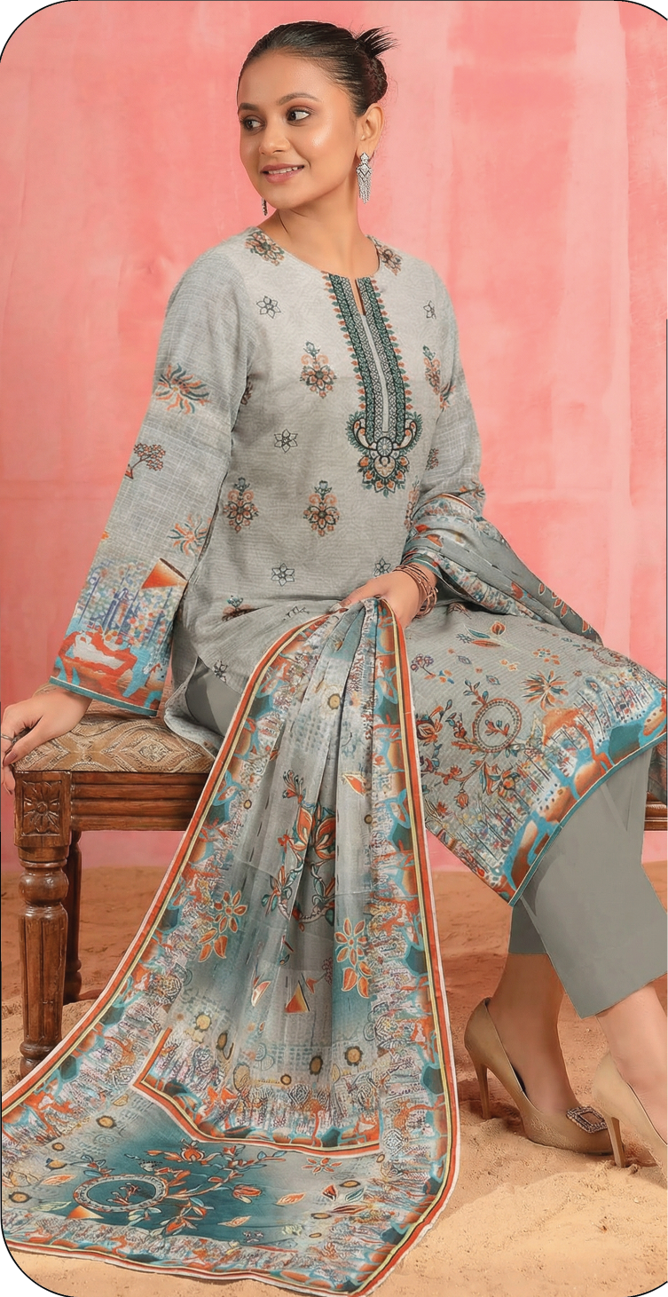 BANA DORA DOUBLE HEAD WITH VOILE DUPATTA 8
