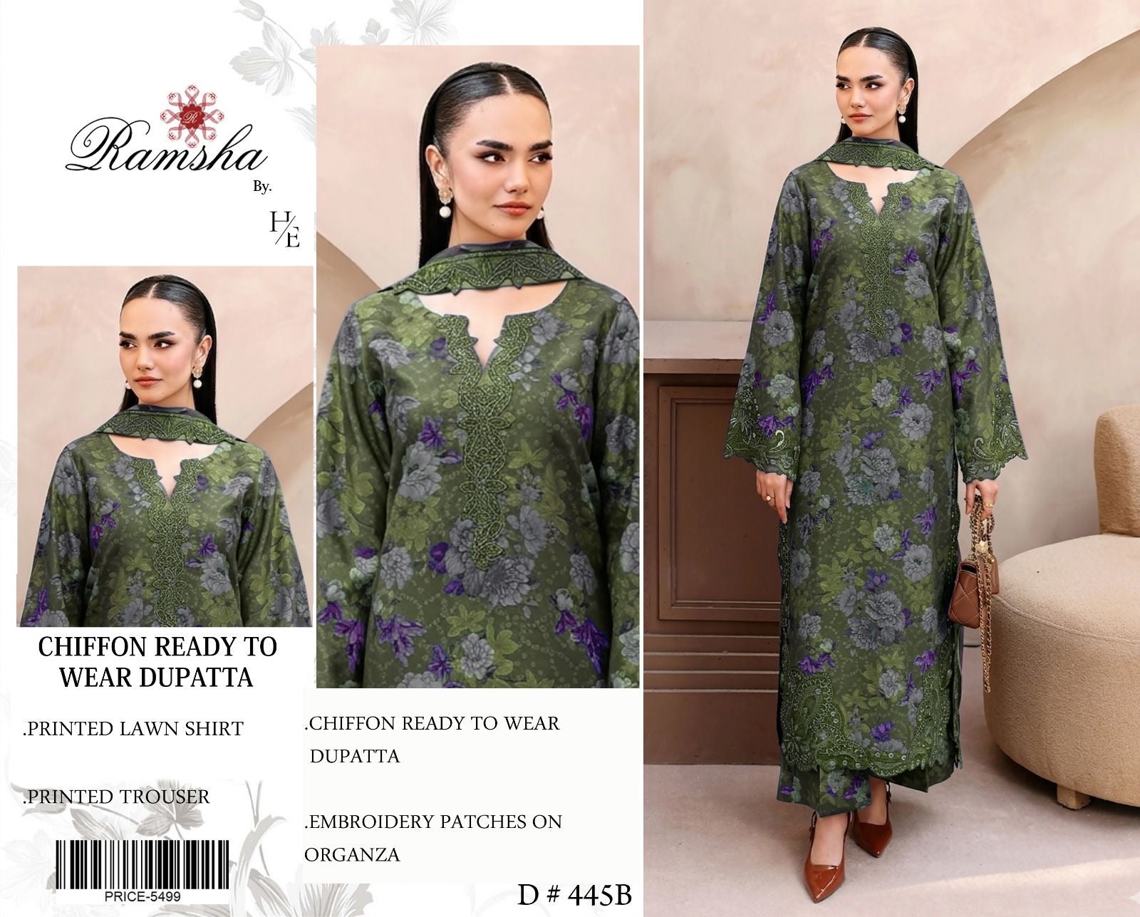3 Piece lawn suit